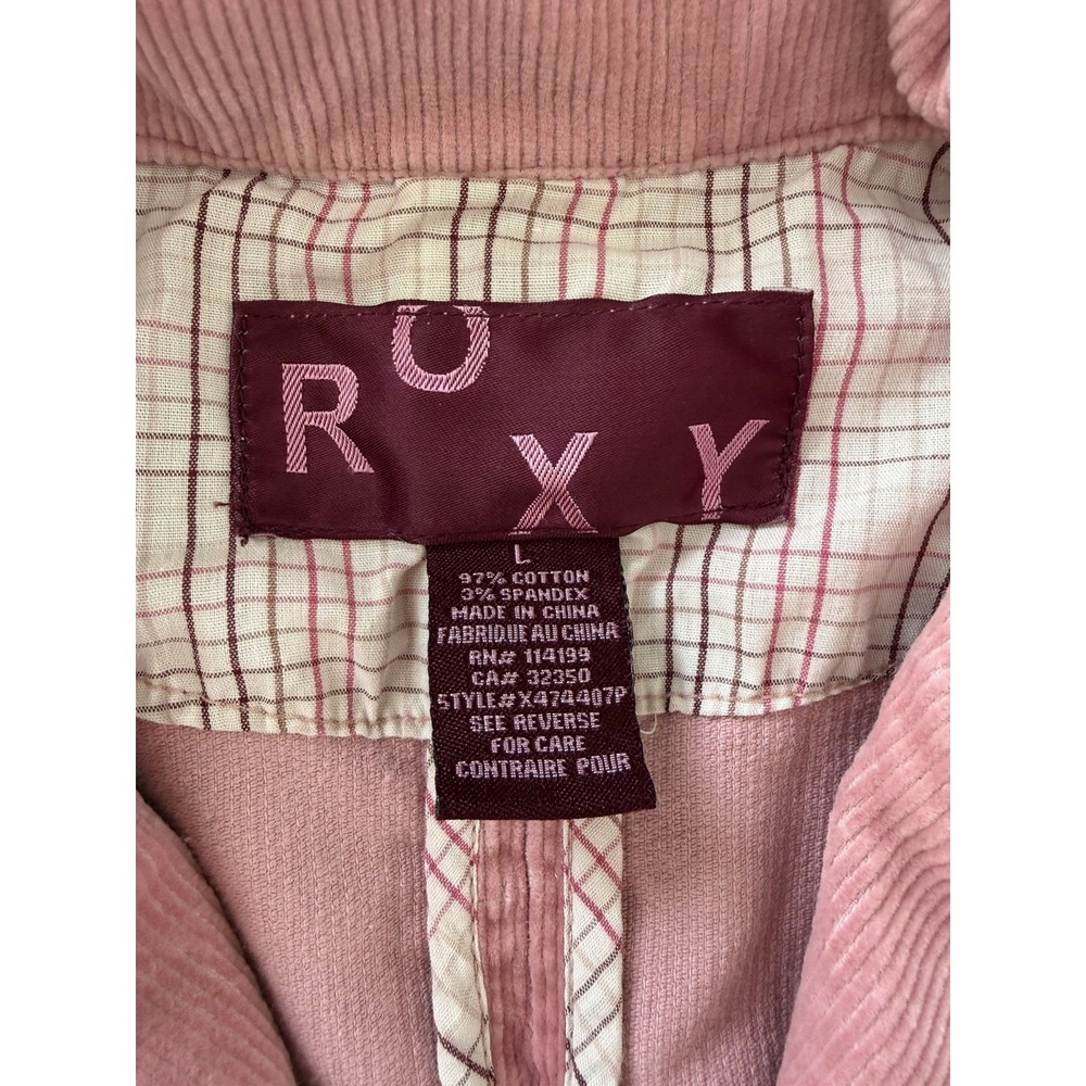 Y2K Roxy Pink Corduroy Blazer Jacket Women's Large 3 Button - Picture 2 of 10